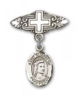 Pin Badge with St. Elizabeth of Hungary Charm and Badge Pin with Cross