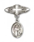 Pin Badge with St. Casimir of Poland Charm and Badge Pin with Cross