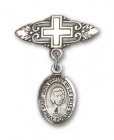 Pin Badge with St. John Baptist de la Salle Charm and Badge Pin with Cross