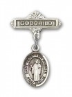 Pin Badge with St. Joseph the Worker Charm and Godchild Badge Pin
