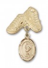 Pin Badge with St. Florian Charm and Baby Boots Pin