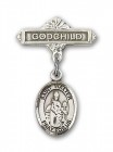 Pin Badge with St. Walter of Pontnoise Charm and Godchild Badge Pin