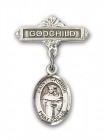 Pin Badge with St. Casimir of Poland Charm and Godchild Badge Pin