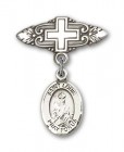 Pin Badge with St. Louis Charm and Badge Pin with Cross