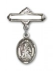Pin Badge with St. Isaiah Charm and Polished Engravable Badge Pin