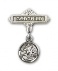 Baby Pin with Guardian Angel Charm and Godchild Badge Pin