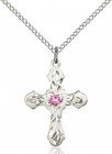 Medium Floral and Petal Cross Pendant with Birthstone Options