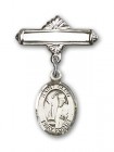Pin Badge with St. Elmo Charm and Polished Engravable Badge Pin