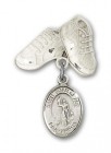 Pin Badge with St. Joan of Arc Charm and Baby Boots Pin