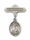 Pin Badge with St. Albert the Great Charm and Godchild Badge Pin