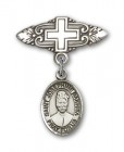 Pin Badge with St. Josephine Bakhita Charm and Badge Pin with Cross