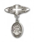 Pin Badge with St. Gabriel Possenti Charm and Badge Pin with Cross