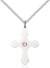 Medium High Polished Soft Edge Cross Pendant with Birthstone Options