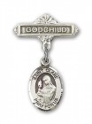 Pin Badge with St. Clare of Assisi Charm and Godchild Badge Pin