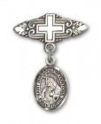 Pin Badge with St. Margaret of Cortona Charm and Badge Pin with Cross