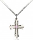 Youth Etched Cross Pendant with Birthstone Options