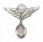 Pin Badge with St. Colette Charm and Angel with Larger Wings Badge Pin