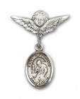 Pin Badge with St. Alphonsus Charm and Angel with Smaller Wings Badge Pin
