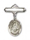 Pin Badge with St. Edburga of Winchester Charm and Polished Engravable Badge Pin