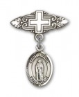 Pin Badge with St. Samuel Charm and Badge Pin with Cross