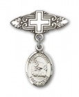 Pin Badge with St. Joshua Charm and Badge Pin with Cross