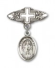 Pin Badge with St. Nicholas Charm and Badge Pin with Cross