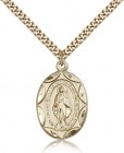 Large Blue Enamel Miraculous Medal Necklace