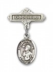 Pin Badge with St. Rene Goupil Charm and Godchild Badge Pin