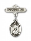 Pin Badge with St. Anselm of Canterbury Charm and Godchild Badge Pin
