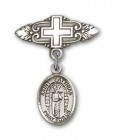 Pin Badge with St. Matthias the Apostle Charm and Badge Pin with Cross