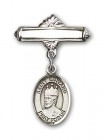 Pin Badge with St. Edward the Confessor Charm and Polished Engravable Badge Pin