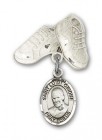 Pin Badge with St. Luigi Orione Charm and Baby Boots Pin