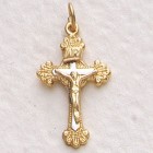 Women's Elegant Budded Gold Crucifix Medal 