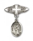 Pin Badge with St. Joseph of Arimathea Charm and Badge Pin with Cross