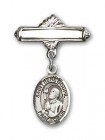 Pin Badge with St. Rene Goupil Charm and Polished Engravable Badge Pin