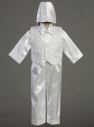 Boy's Embroidered Baptism Vest and Satin Pants