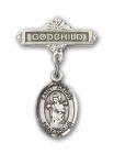 Pin Badge with St. Aedan of Ferns Charm and Godchild Badge Pin