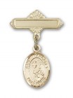 Pin Badge with St. Margaret Mary Alacoque Charm and Polished Engravable Badge Pin