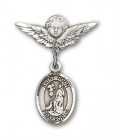 Pin Badge with St. Roch Charm and Angel with Smaller Wings Badge Pin