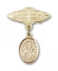 Pin Badge with St. Genevieve Charm and Badge Pin with Cross