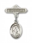 Pin Badge with St. Agnes of Rome Charm and Godchild Badge Pin
