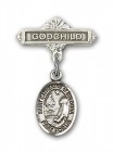 Pin Badge with St. Catherine of Bologna Charm and Godchild Badge Pin