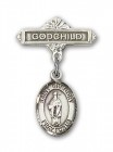 Pin Badge with St. Gregory the Great Charm and Godchild Badge Pin