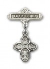 Baby Badge with 4-Way Charm and Godchild Badge Pin