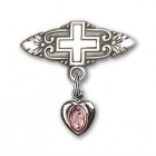 Baby Pin with Pink Miraculous Charm and Badge Pin with Cross