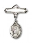 Pin Badge with St. Bonaventure Charm and Polished Engravable Badge Pin