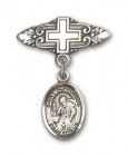 Pin Badge with St. Alphonsus Charm and Badge Pin with Cross