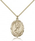 Floral Border Oval St. Christopher Necklace