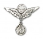 Baby Pin with Miraculous Charm and Angel with Larger Wings Badge Pin
