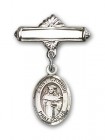 Pin Badge with St. Casimir of Poland Charm and Polished Engravable Badge Pin